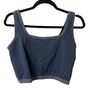 Aerie Blue Ribbed Athletic Sports Bra Adjustable Size 2XL